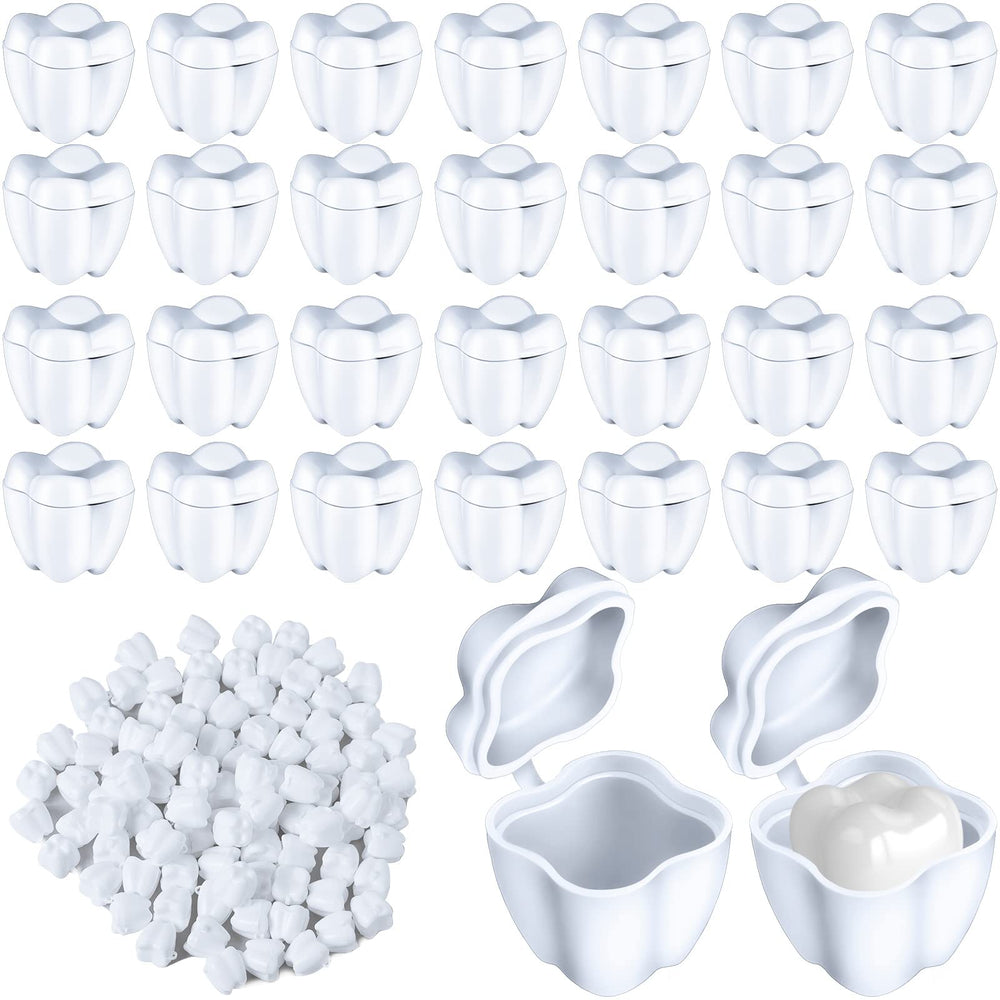 Taiyin Tooth Savers 100-pack white boxes offer compact tooth keepsakes for kids and party favors.