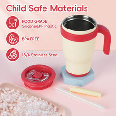 TAKYIT spill-proof lid and straw prevents messes during stroller use