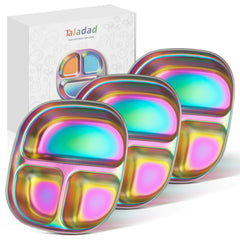 Taladad 3Pack top view shows durable, easy-clean plates for everyday kid meals.