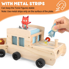 Taladad wooden trailer close-up shows solid wood craftsmanship and safety-friendly edges.