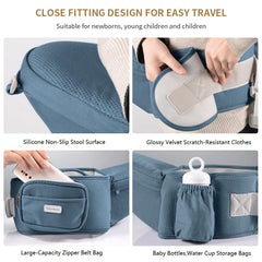TALENBEEN hip seat provides stable seating for growing infants on the go.