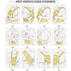 TALENBEEN ergonomic hip-seat position demonstrating support for growing babies
