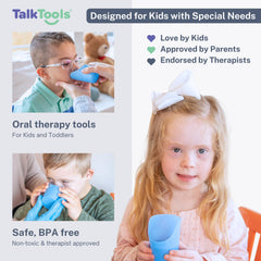TalkTools Cut Out Cups two-pack ready for daily practice sessions.