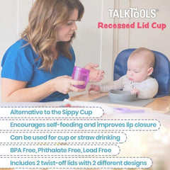TalkTools recessed lid cup leak-proof cap helps minimize spills at home and on the go.
