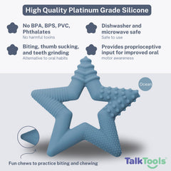 TalkTools Sensory Teeny Teether Star Ocean demonstrates chewing action for sensory input