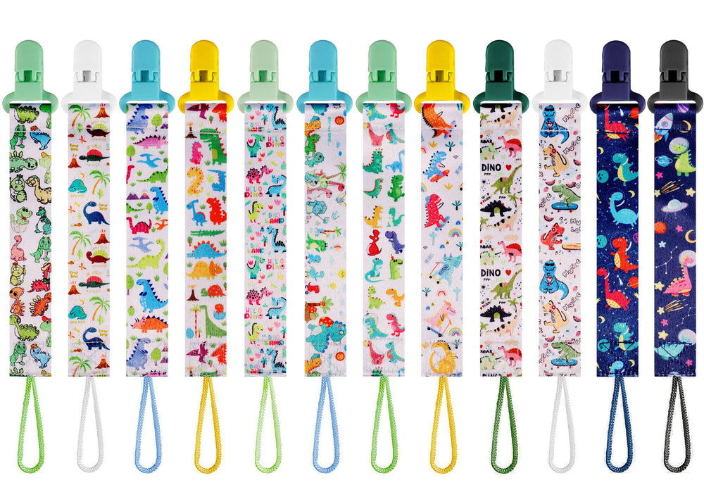 TAMHOO 12-pack pacifier clips with adjustable straps for secure on-the-go use