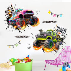 Tanlaby racing car wall decal demonstrates easy peel-and-stick application.