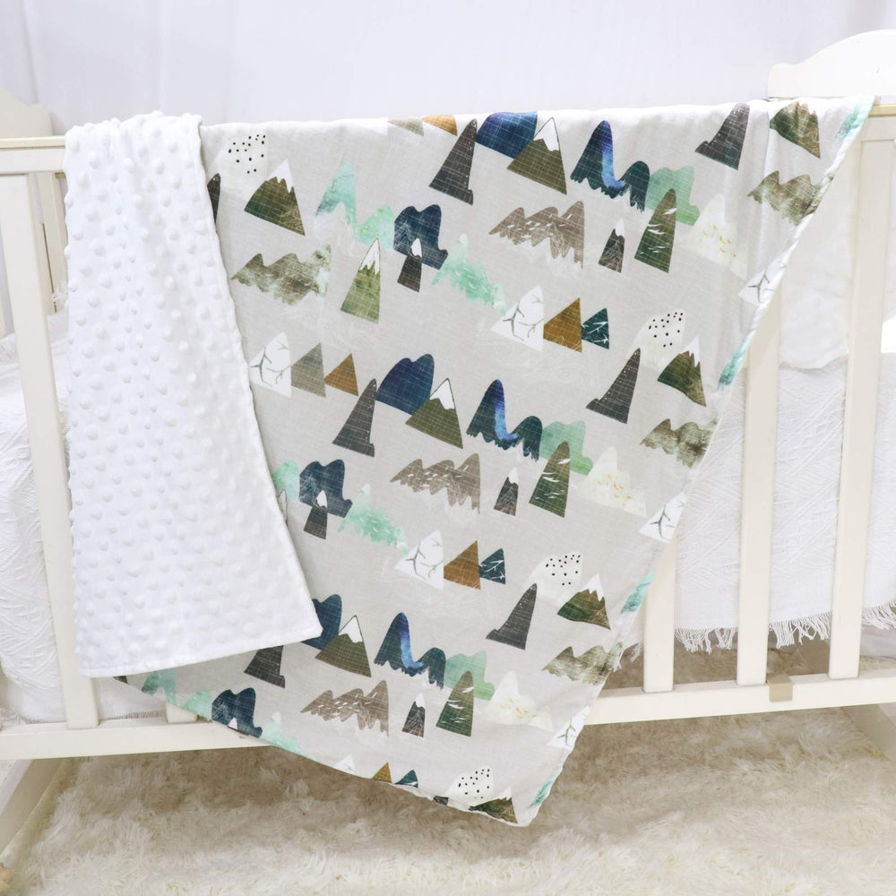 TANOFAR Baby Blanket adventure mountains close-up shows soft, cozy texture for naps.
