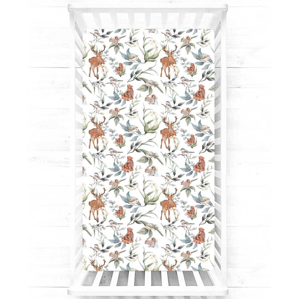 TANOFAR crib sheets Leaf Animal close-up highlights soft, breathable fabric.