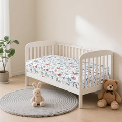 TANOFAR crib sheets stretchy fit demonstrates secure elastic band for snug mattress.