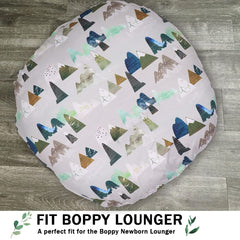 TANOFAR Mountains newborn lounger cover back view highlights breathable material for comfort.