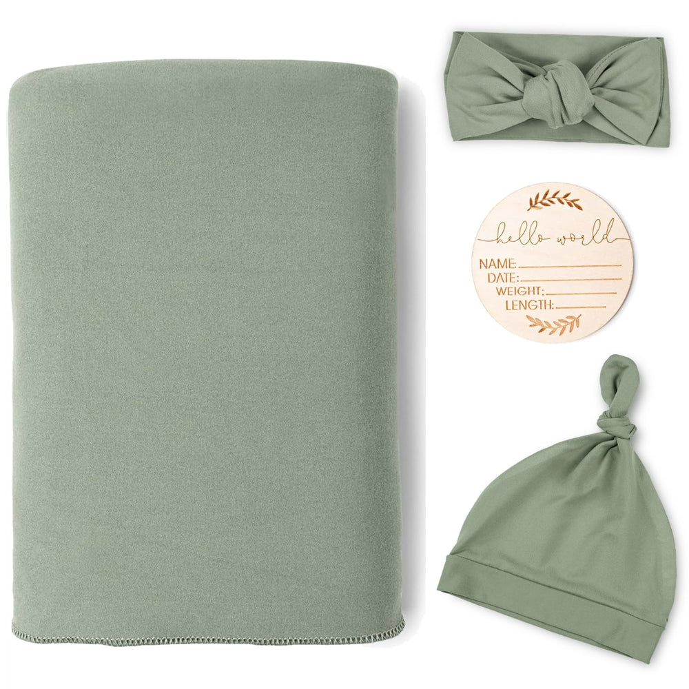 TANOFAR swaddle blanket green close-up shows ultra-soft fabric ideal for sensitive newborn skin