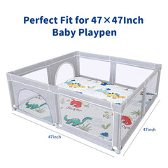 TANOSHII baby play mat 47x47 fits standard playpens for roomy, comfortable space.