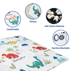 TANOSHII baby play mat machine washable cotton for quick, easy cleanup.