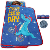 TANOSHII Toddler Nap Mat with dinosaur pattern and pillow promotes cozy naps.