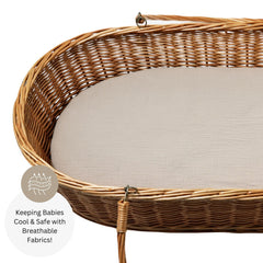 Tansy Panda bassinet sheet is machine washable for easy cleanup