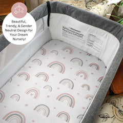 Tansy Panda 360-elastic bassinet sheet secures snug wrinkle-free fit on standard bassinet sizes.