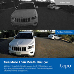 Tapo C120 starlight color night vision for clear low-light footage
