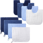 Tatuo baby muslin burp cloths six-layer absorbency for quick mess cleanup.