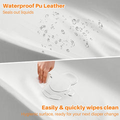 tauuio vegan leather changing pad replaceable cover highlights detachable cover for easy laundering.