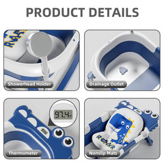 Tavlshero collapsible baby bathtub temp sensor display highlights real-time water temperature.