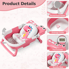 Tavlshero collapsible bathtub in use with baby showing ergonomic cushions and safety.