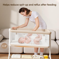 Taylengrow Baby bassinet incline option supports feeding comfort with elevated positioning.