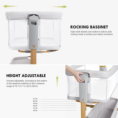 Taylengrow Baby bassinet mesh walls provide breathable visibility for parents.