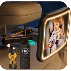 TAZENI baby car mirror with light and star ring for clear night viewing