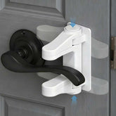 Tazyuxd childproof lever lock 2-pack mounted on a door handle to prevent curious access.