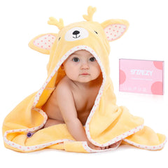TBEZY baby hooded towel with fawn design dries baby gently after bath