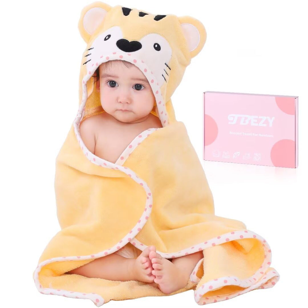 TBEZY Baby Hooded Towel Tiger Design offers cozy, gentle post-bath warmth for newborns.