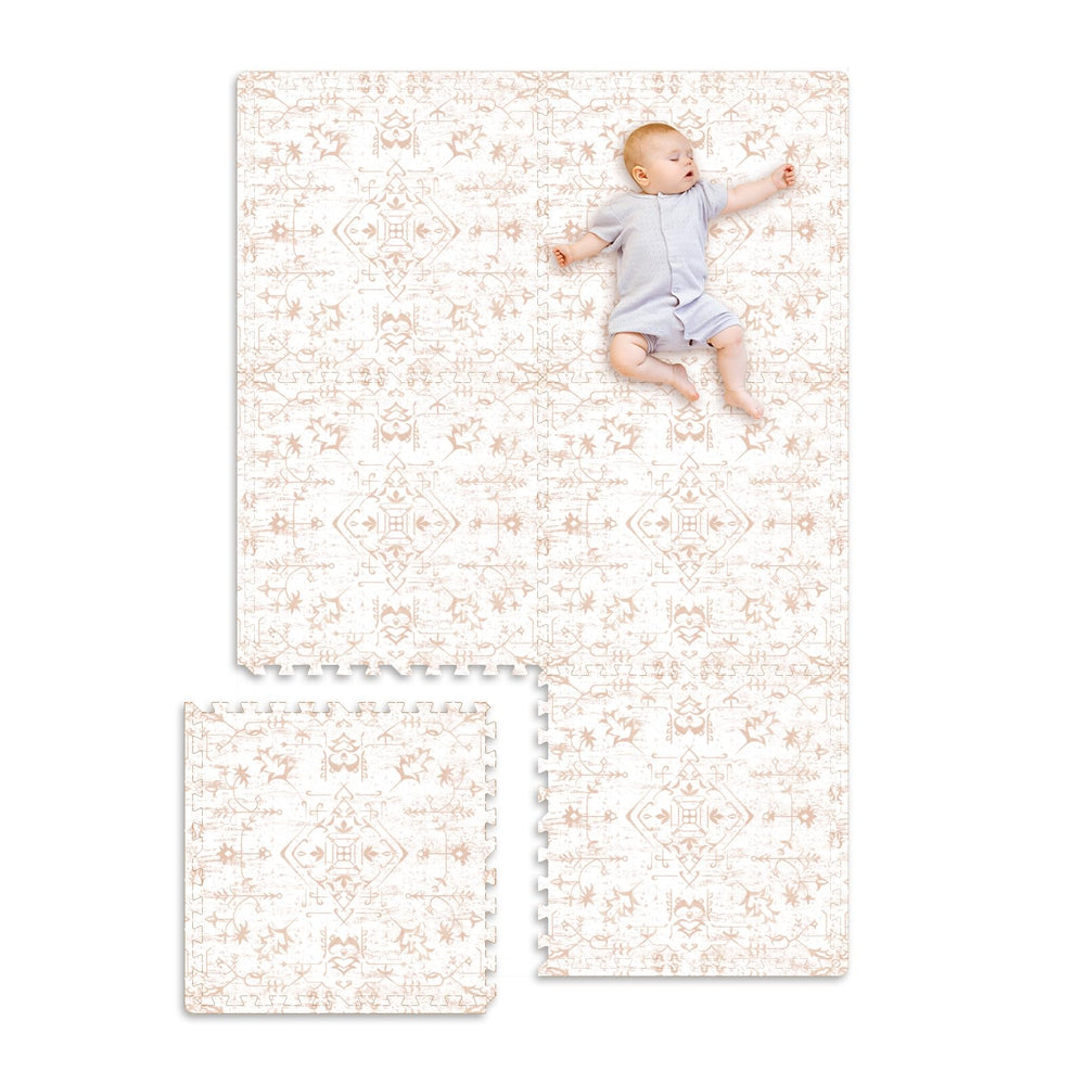TCBunny extra large play mat top view with Persia pattern, ideal for safe, spacious playtime