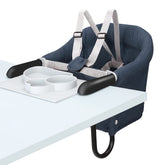 TCBunny Hook-On Chair blue tray close-up highlights secure meal setup