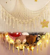 TCGPRO stuffed animal hammock macrame detail in durable eco-friendly cotton for organized toys