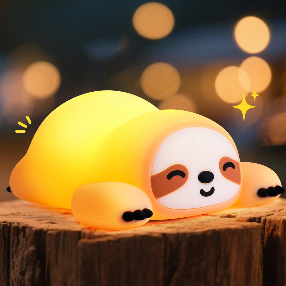 TCMOT Cute Sloth Night Light front view with gentle glow for cozy kid bedrooms