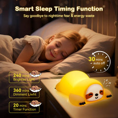 TCMOT Sloth Night Light touch-control enables quick brightness adjustments
