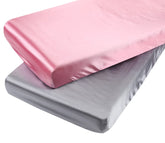 Tcmyyund satin pack n play sheet folded in grey and pink, silky-soft for baby skin