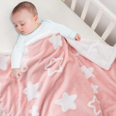 TCOYIWL baby blanket pink wide shot for cozy nursery warmth.