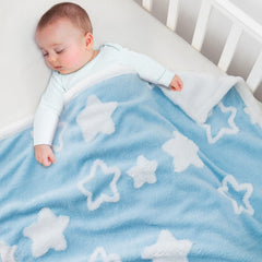 TCOYIWL baby blanket for toddlers with reversible star jacquard pattern for cozy sleep.