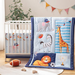 TCOYIWL crib quilt front design featuring cartoon animals for cozy bedtime