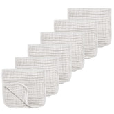 TDHD muslin burp cloths pack shot shows six-pack practicality for feeding.