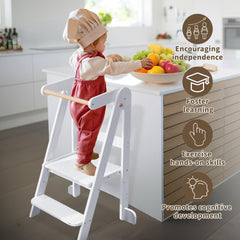 TDKDHoming natural birch wood stool offers sturdy, kid-safe kitchen seating.