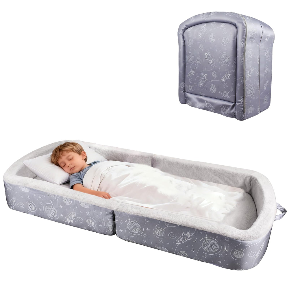 TDKDHoming portable toddler travel bed folded for easy transport and storage