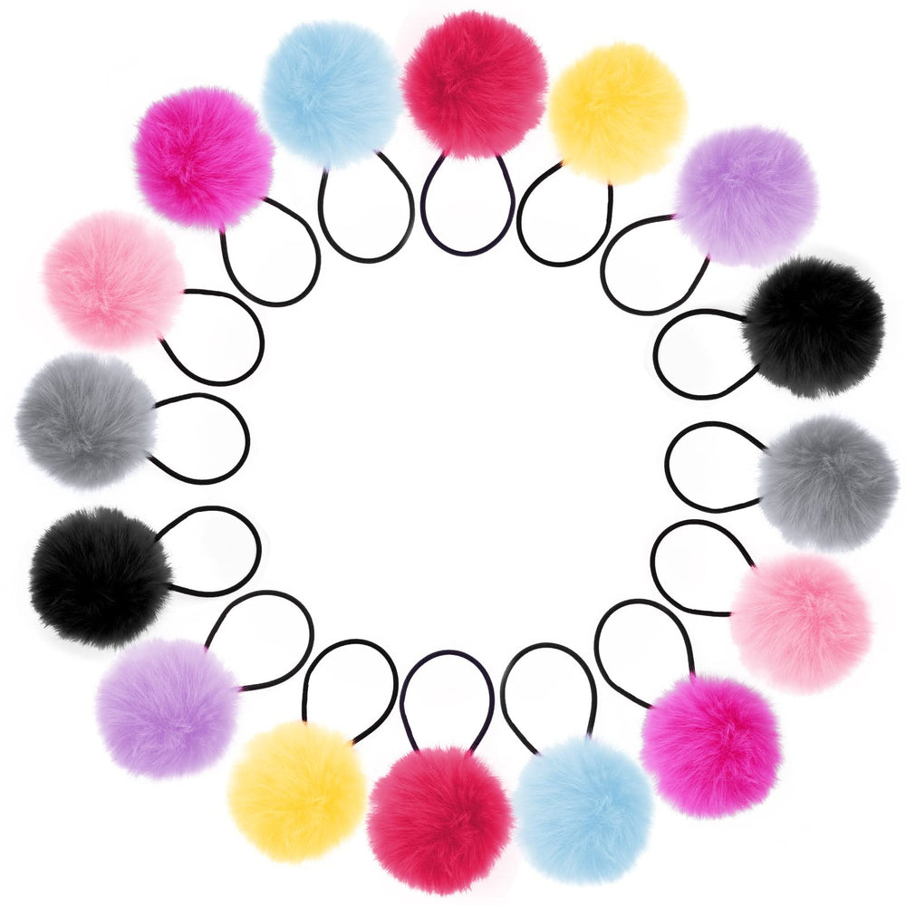 Teaaha pom pom hair ties red, soft fluffy texture for everyday toddler hairstyles