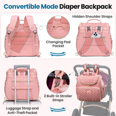 Tealari diaper bag backpack with crossbody strap for quick style switching.