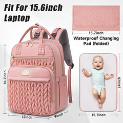 Tealari diaper bag backpack pink waterproof material keeps gear dry during rain.
