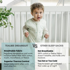 Tealbee Dreamsuit 2-way zipper for easy dressing and diaper changes