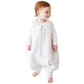 Tealbee Dreamsuit Sunshine front view shows open feet for freedom of movement