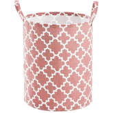 TECHMILLY 63L laundry basket pink lattice collapsible for easy storage